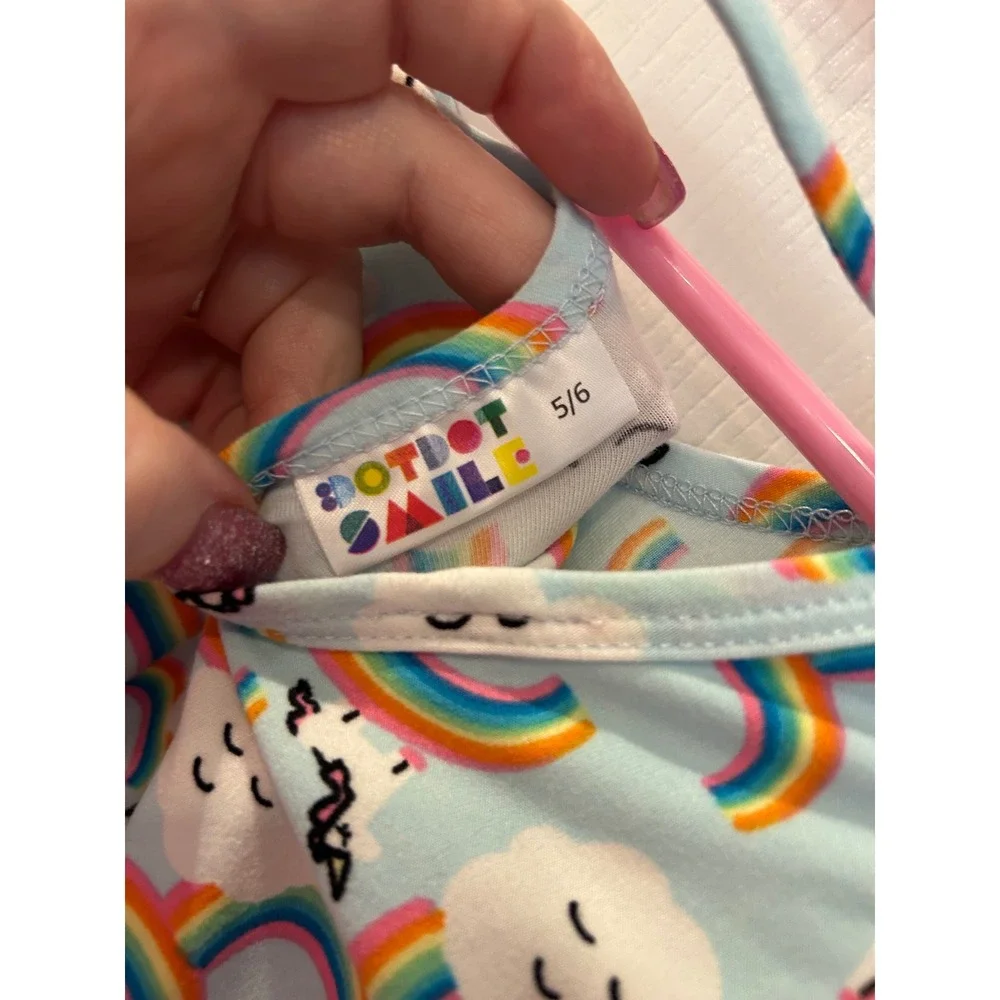 DotDotSmile Girls‎ Rainbow Cloud Unicorn Crisscross Back Twirl Dress 5/6 k7003